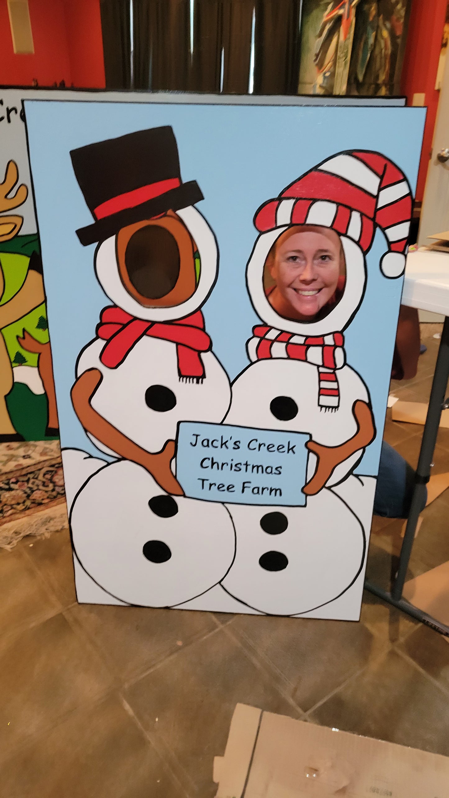 Snowman couple photo board. Custom made