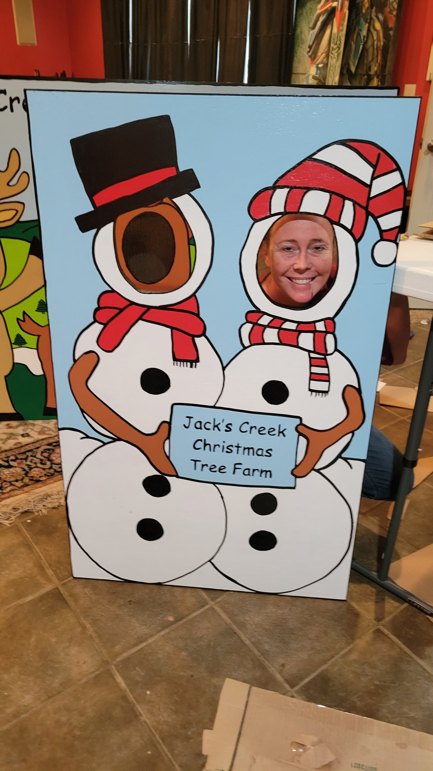 Snowman couple photo board. Custom made