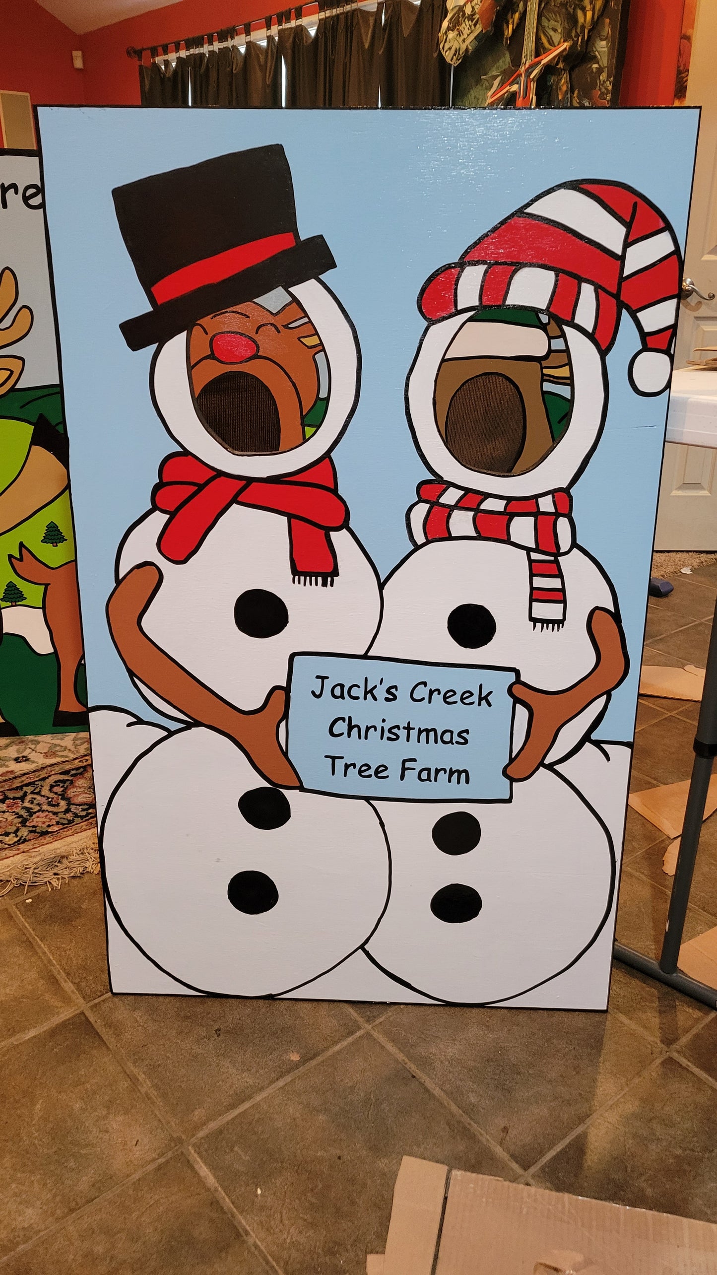 Snowman couple photo board. Custom made