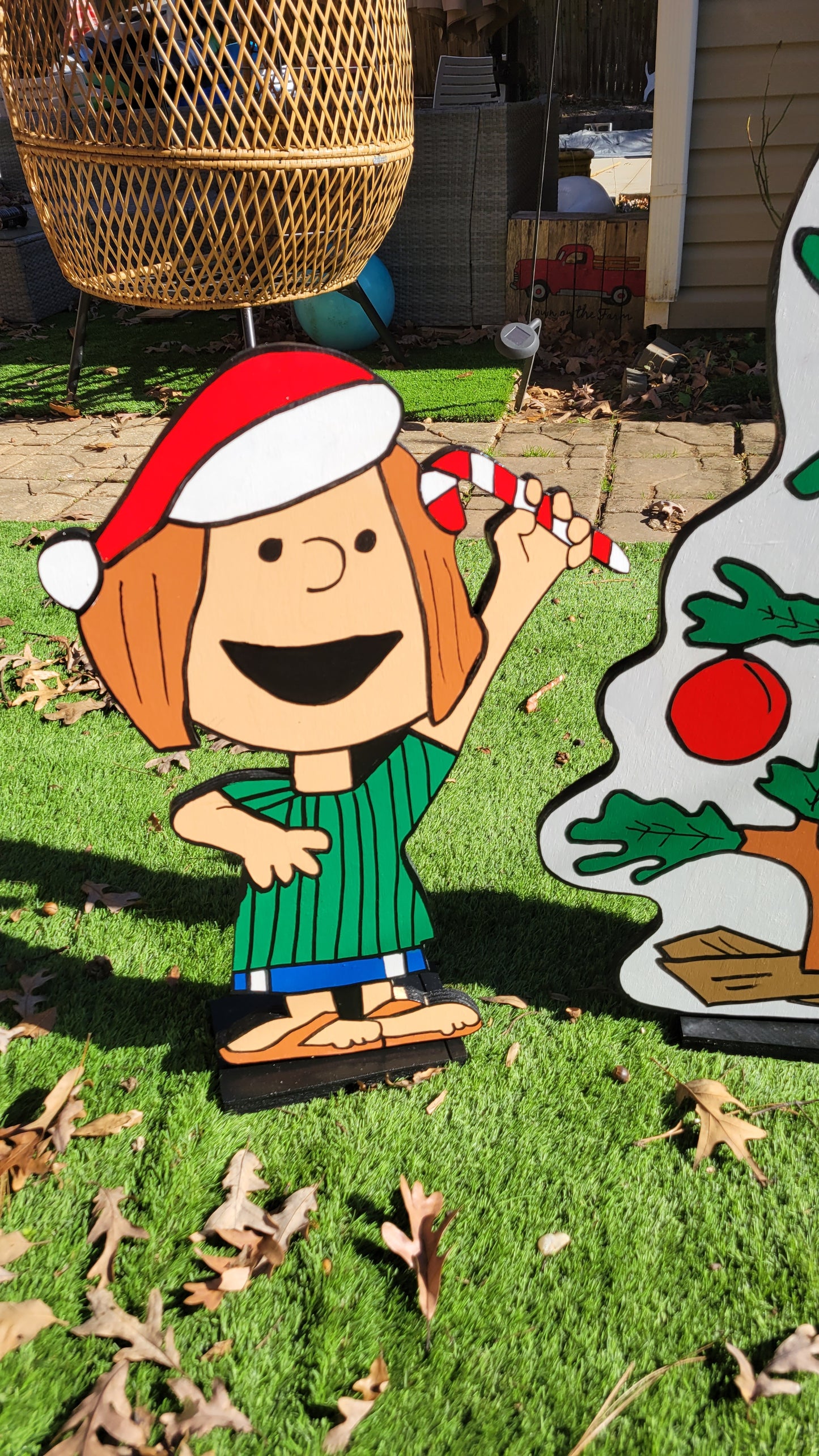 Charlie Brown and Patty with Christmas tree