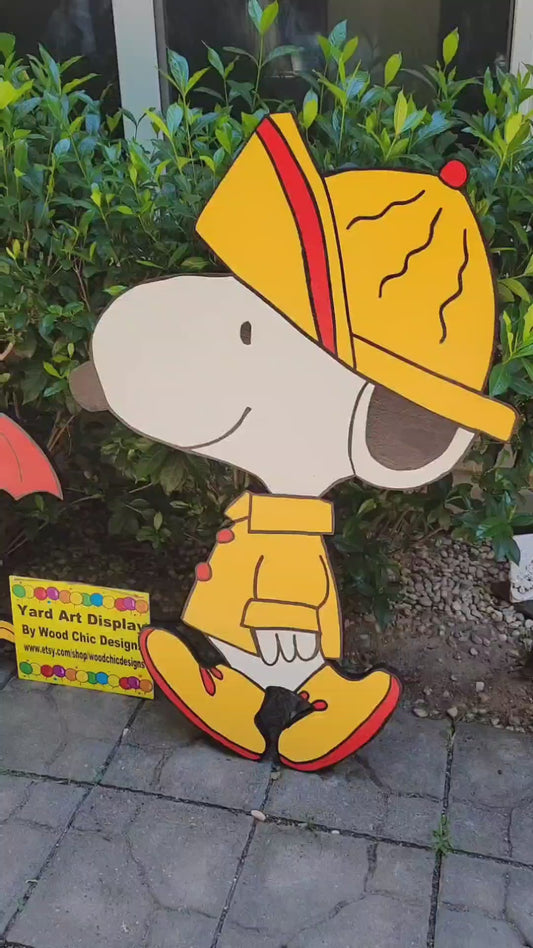 Snoopy wearing raincoat, lifesize